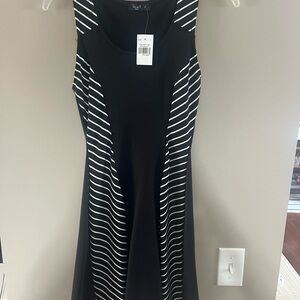 Black and White Striped Midi Dress